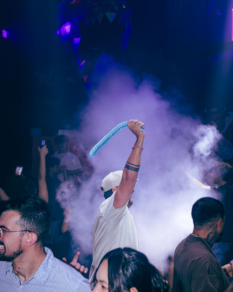 CO2 gun going off over the crowd